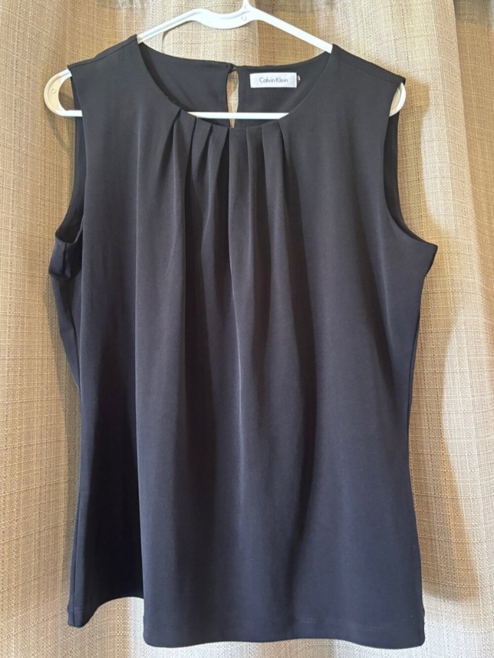 Black Sleeveless Pleated Neck Blouse